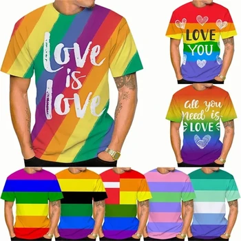 New LGBT Rainbow Flag 3D T-shirts Lesbian Gay Fashion Hip-hop Unisex Casual Short Sleeve T-shirt Summer Men's Clothing Cheap Top 1