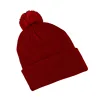 New Custom Logo Solid Color Pompom Knitted Hats Outdoor for Women Warm Beanie Hat Hip Hop Skullies Kniting Cap Winter Ski Caps 6