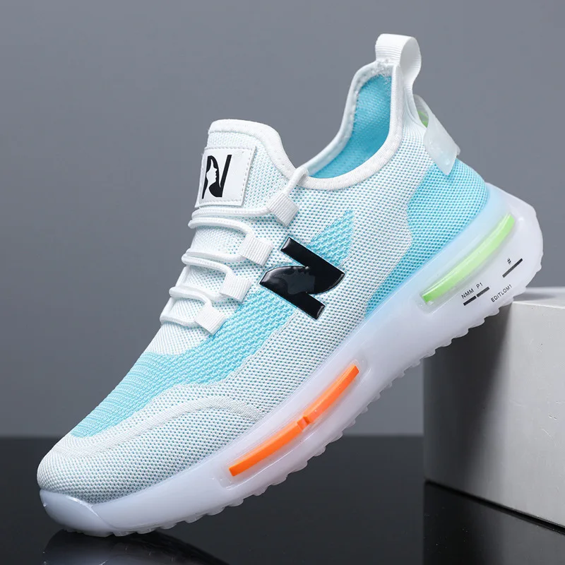 

2022 Men's Shoes Summer New Jelly Fly Woven Lace-up Running Shoes Casual Men's Sports Shoes