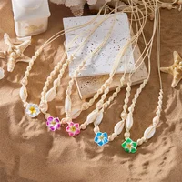 Collier ras du cou bohème en coquillage pour femme, pendentif fleur douce, ULtissée à la main, accessoire de bijoux de cou, mode estivale 6