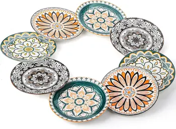 8-Piece Floral Salad Plate Set 1