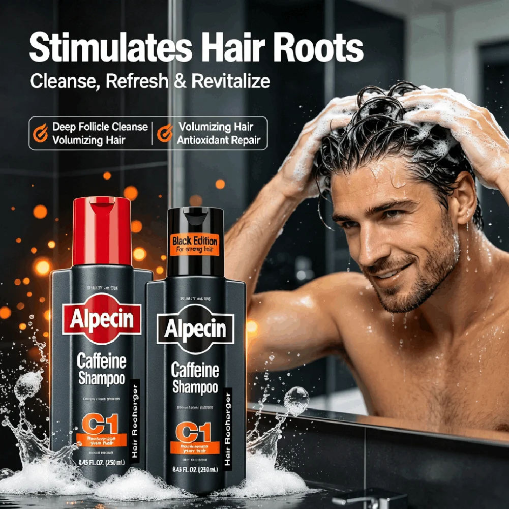Shampoo alla Caffeina Alpecin C1 Tedesco, Anti-Caduta, Controllo Oleosità, Rimozione Forfora, Pulizia Profonda dei Follicoli, Riparazione dei Capelli - immagine 2