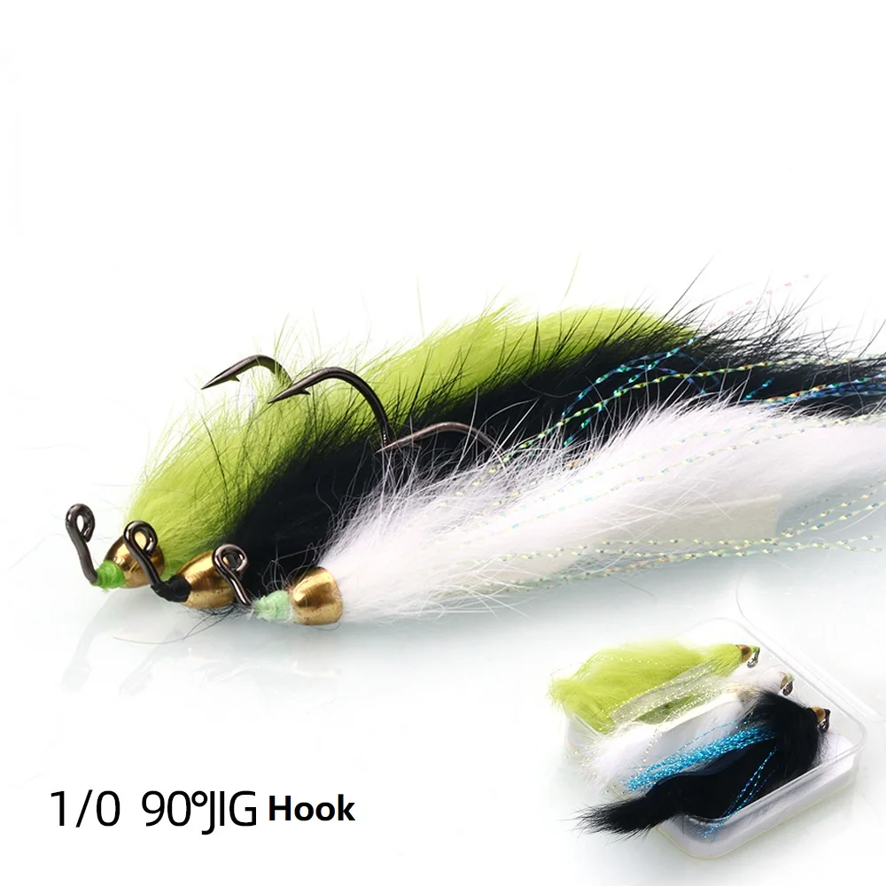 3pcsRabbitStripZonkerFlyFishingLureConeheadStreamerFliesfor