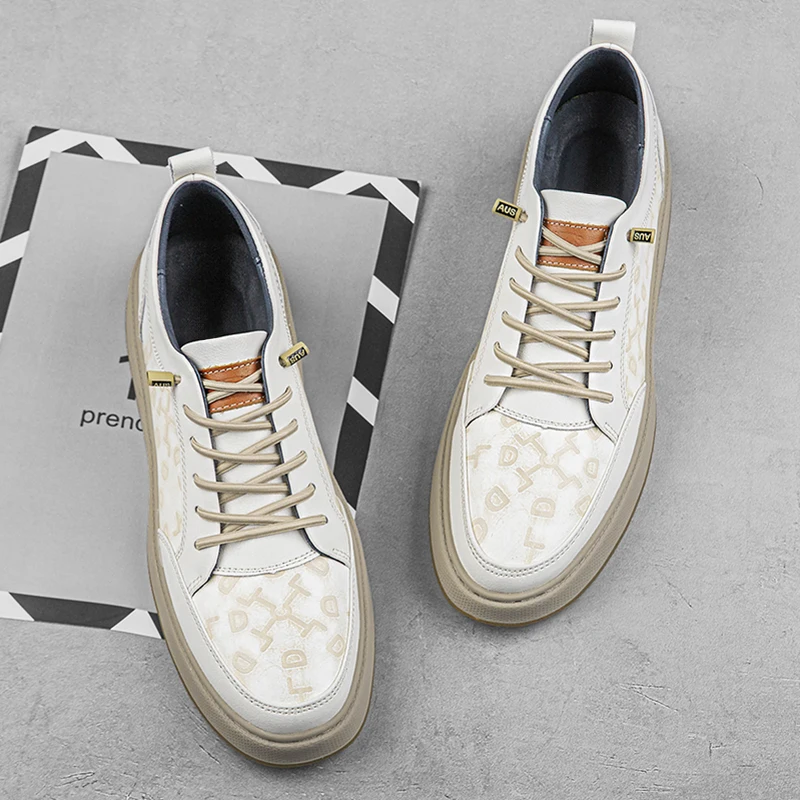 New Designers Comfortable Fashion Shoes Men Daily Business Casual Shoes Man Genuine Leather Lace-up Office Sneakers For Male
