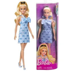 Barbie Dolls 80th Anniversary Celebration - Blonde Fashionista in Blue Bow Dress (HYT93)