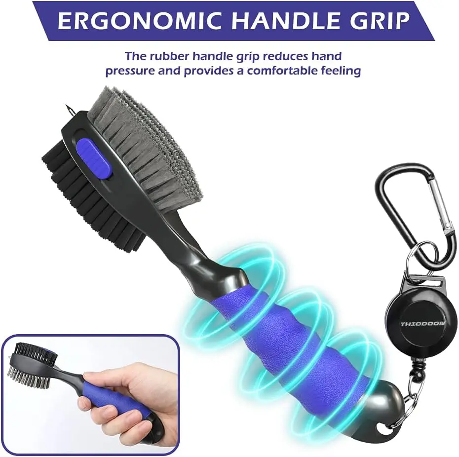 1piece Golf Club Brushes and Groove Cleaner with Magnetic Keychain Oversized Golf Brush Head and Retractable Spike Super 6