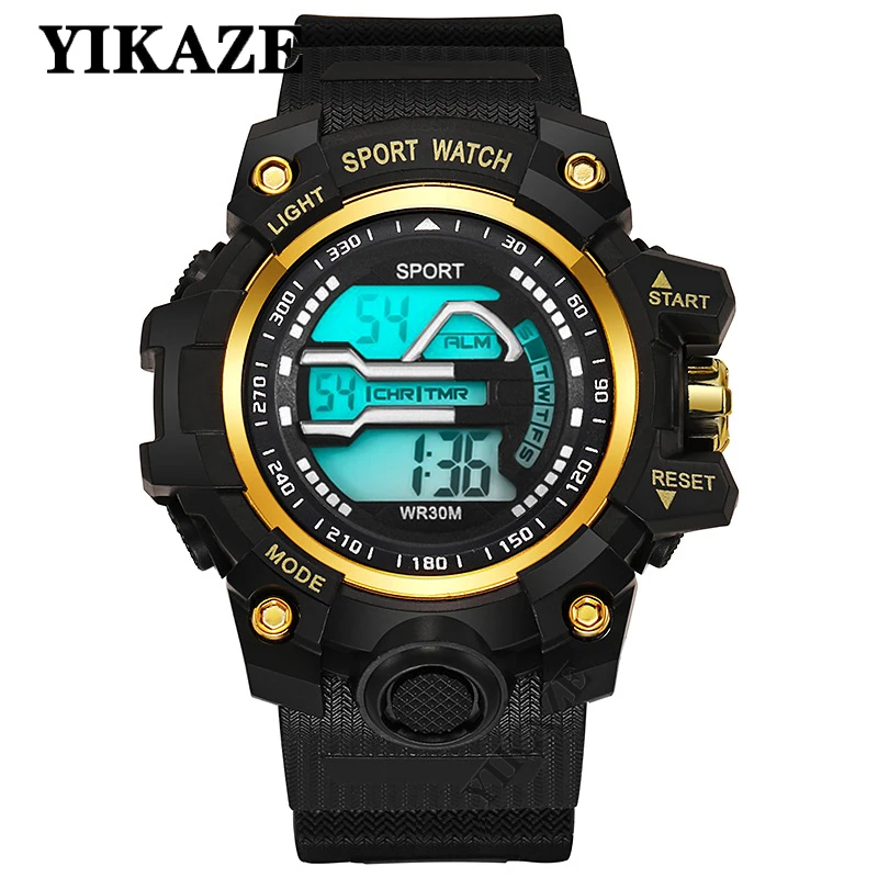 YIKAZE Men's LED Digital Watch Multifunction MilitaryMen Sports Watch Big Dial Waterproof Electronic Wristwatch for man Gifts 2