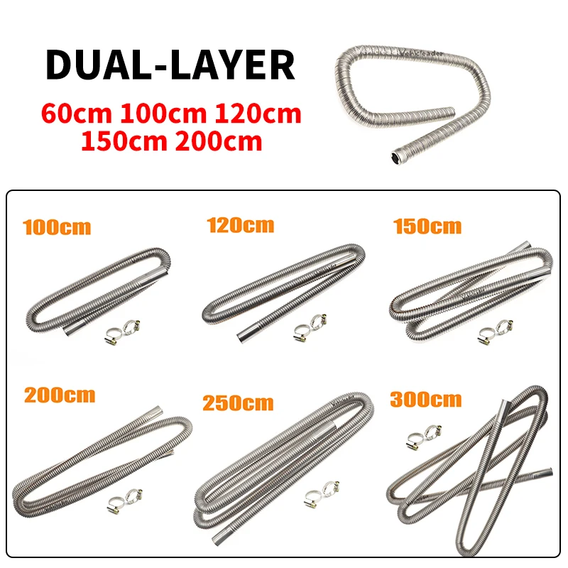 Stainless Steel Exhaust Pipe for Air Diesel Heaters - Multiple Length Options