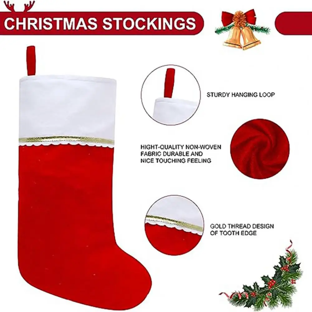 

Mantel Stocking Rack Lightweight Holiday Decorations Festive 3d Socks White Christmas Stockings with Gold Trim for Family