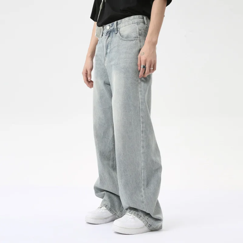 IEFB High Street Men's Jeans New Casual Washed Light Straight Male Denim Pants Wide Leg Loose Trousers Chic Summer 9C6317 3