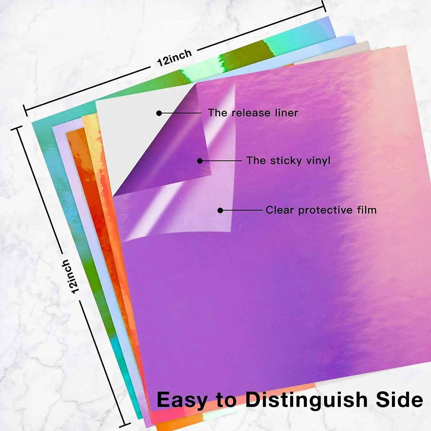 HTVRONT 65 PCS Permanent Adhesive Vinyl Sheets Include 55 Sheets 12 x 12  Vinyl Bundles & 10 Transfer Tape Sheets for Cricut