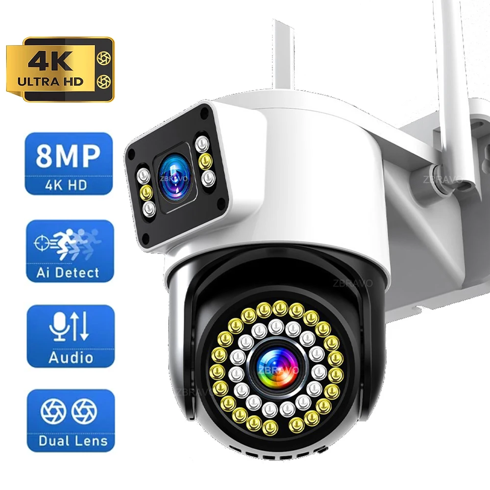 

Yoosee 4K 8MP Dual Lens PTZ Camera WiFi IP CCTV Camera 4MP Smart Home Surveillance Waterproof Color Night Vision Human Detection