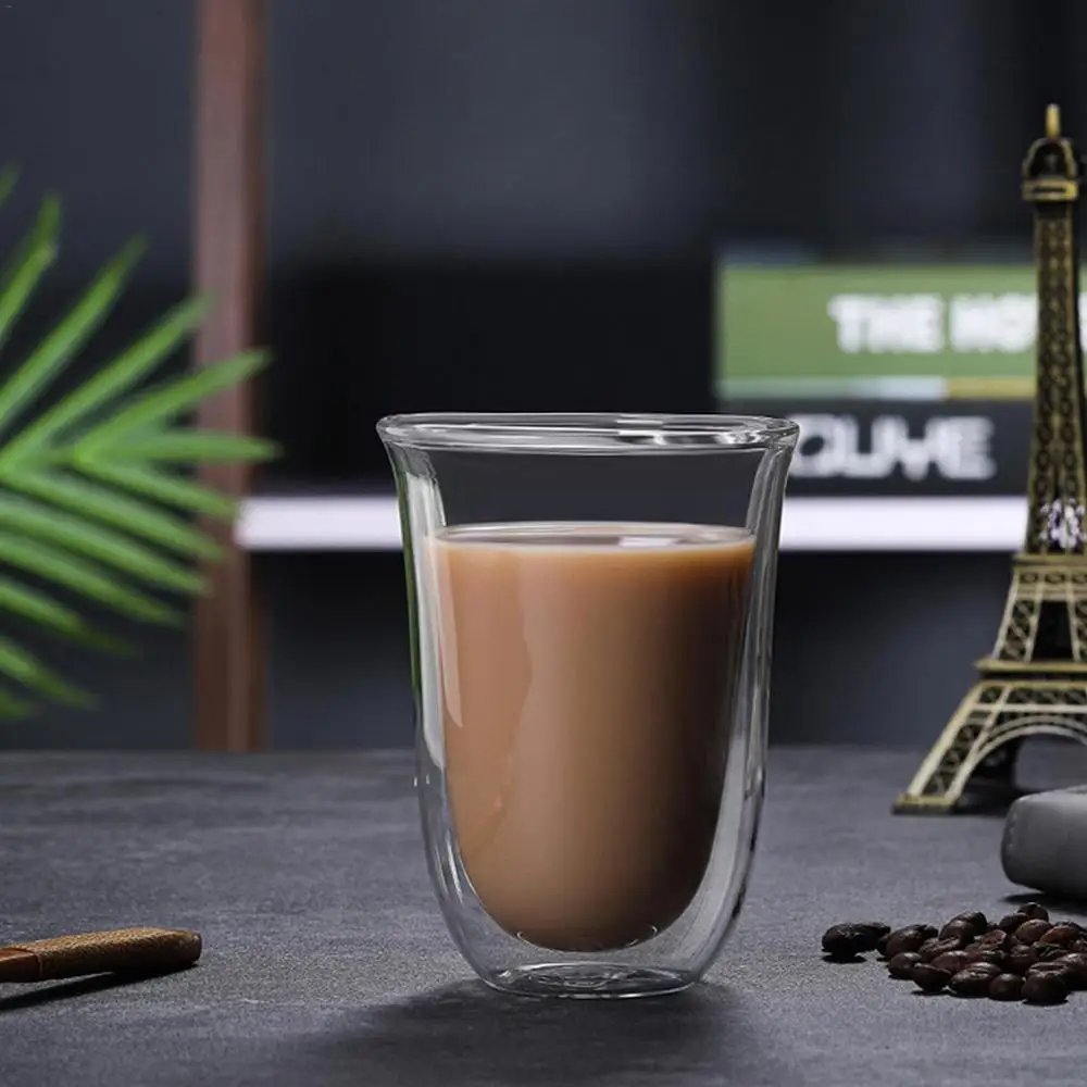 Double Wall Tea Cups Durable Borosilicate Clear Glass Coffee Cups Heat Insulating Glass For Cappuccino Latte Drink Glasses 400Ml