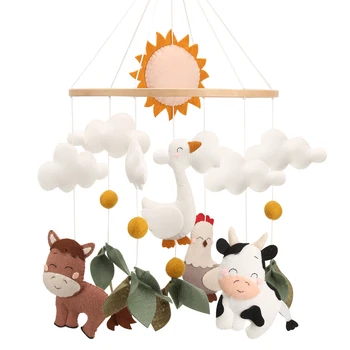 Mobile per Neonati con Animali della Fattoria Fatto a Mano, Decorazione per Cameretta con Pollo, Mucca, Cavallo, Regalo per Baby Shower
