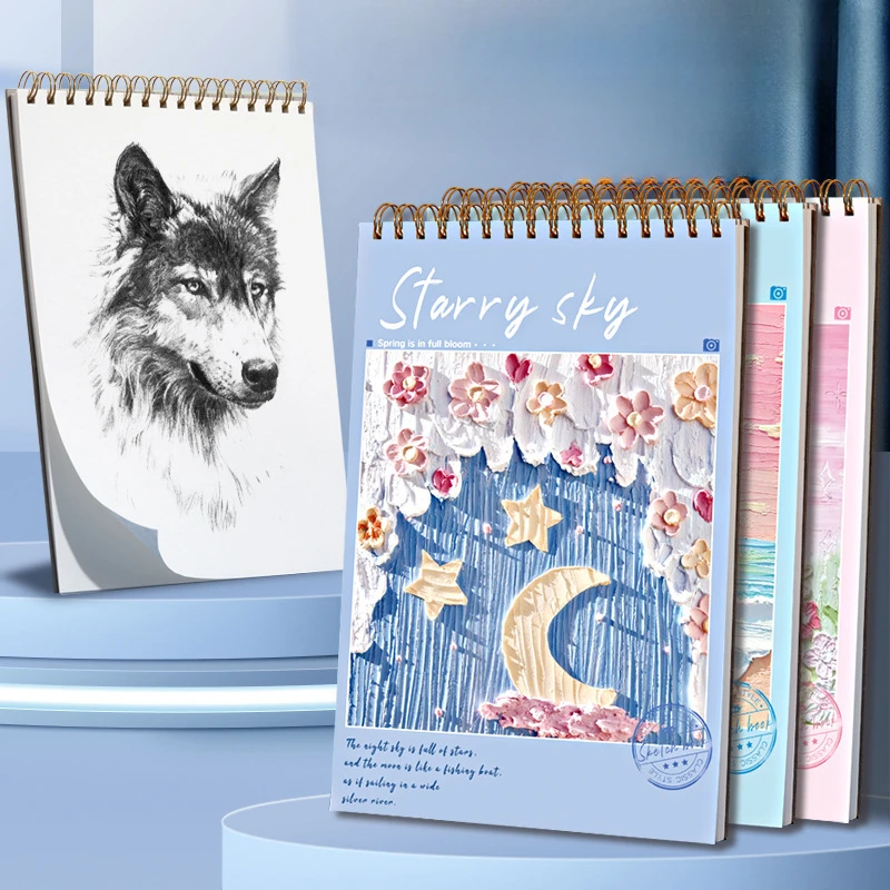 

A4 Double Helix Blank Sketch Book Student Artist Using 50 Tearable Drawing Sheets for Art Sketching Stationery Supplies