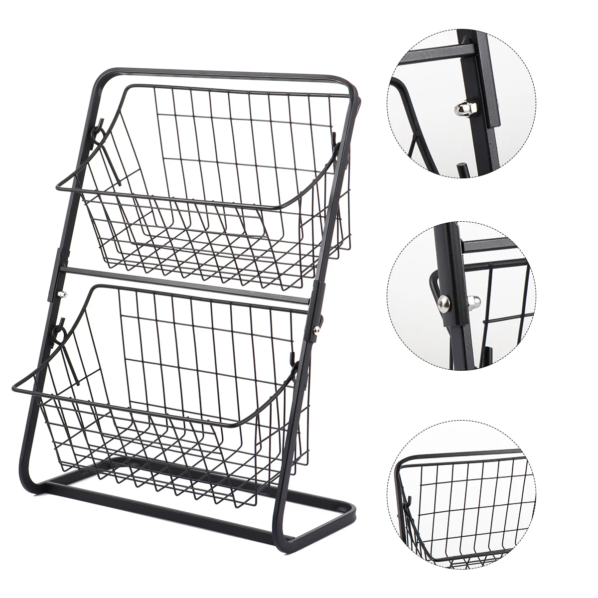 

Storage Rack Stainless Steel Container Home Desktop Basket Metallic Line Wrought Iron