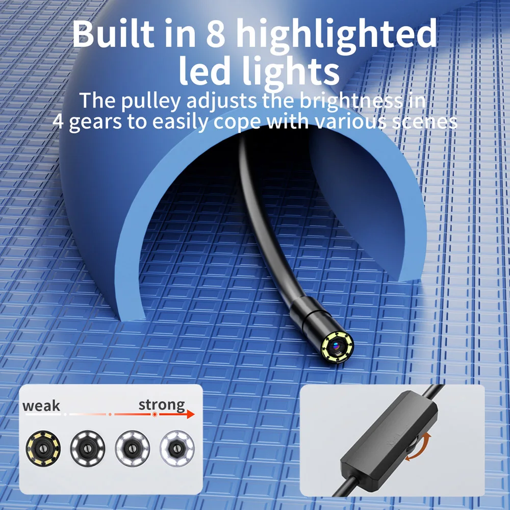 Endoscope Camera For iPhone APPLE Lightning 8MM Cars Endoscopic IP68 Waterproof 8 LEDs Borescope Inspection iPhone14 iPad iOS 6