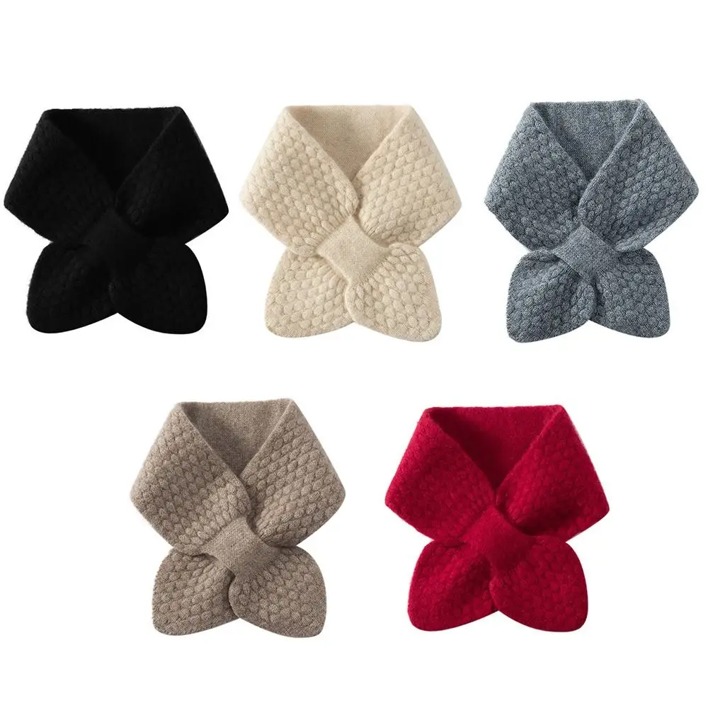 Bib Thermal Neck Warmer Scarf Thickening Snap Fastener Cross Knitted Scarf Windproof Autumn Winter Scarves Unisex 4