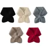 Bib Thermal Neck Warmer Scarf Thickening Snap Fastener Cross Knitted Scarf Windproof Autumn Winter Scarves Unisex 4