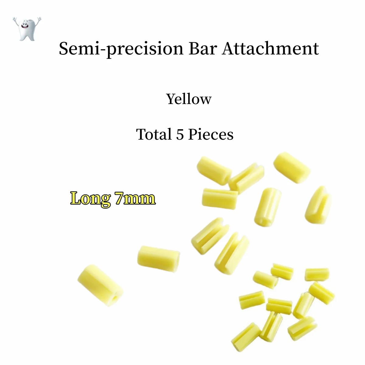 

5Pcs Dental Rider Female Yellow Riders Fits Hader Bar Attachment Long 7MM Lab
