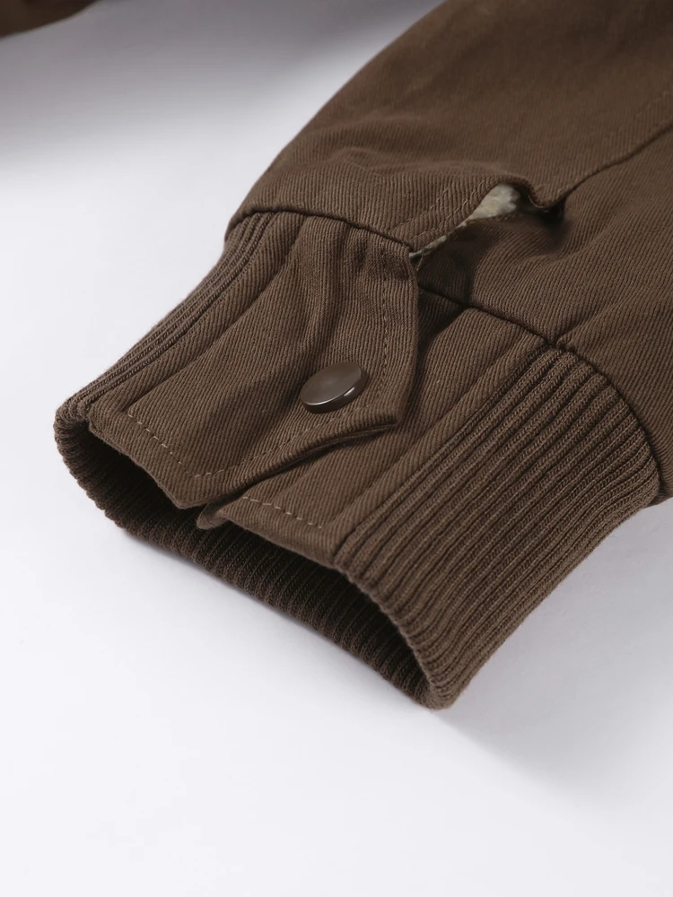 Damen-Bomberjacke mit Kapuze und Pelzkragen, Wintermantel, Herbst 2022, langärmelig, einreihig, gerüscht, Tops, schicke Damen-Oberbekleidung – Detail 13