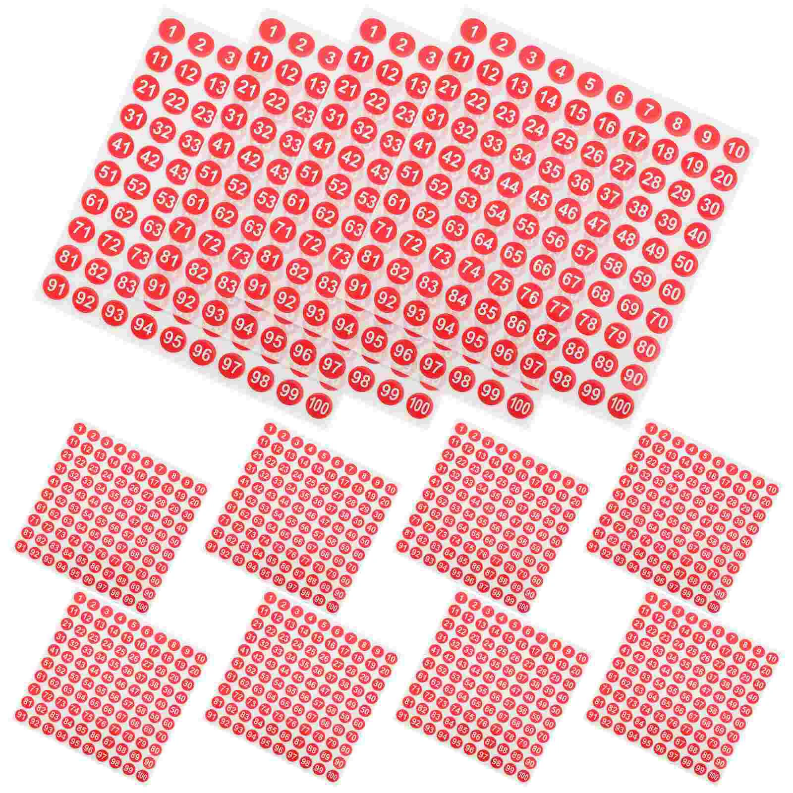 

100 Sheets Round Number Stickers Labels Self-adhesive Numbers Clothing Decals Copper Plate Marking Office Classification