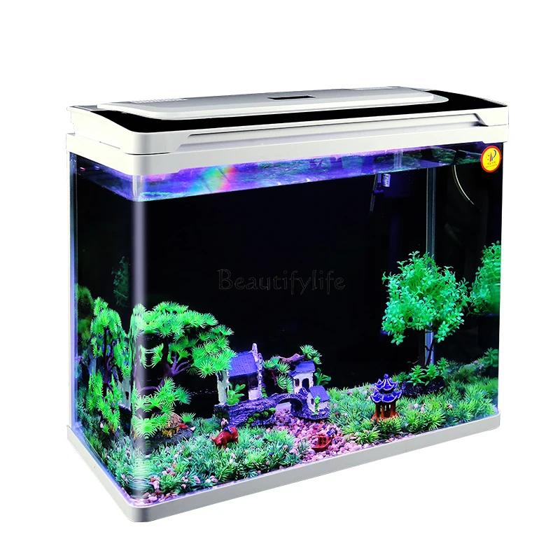 

Glass Fish Globe Household Desk Small Living Room Lazy Change Water Ecological Self-Circulation Aquarium