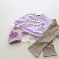 2024 New Baby Autumn Pants Girls Solid Color Elasticity Leggings Cotton Flared Trousers 1-6Y Kids Toddlers Spring Casual Clothes 5