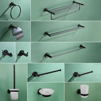 Matte Black 304 Stainless Steel Bathroom Hardware Set 1