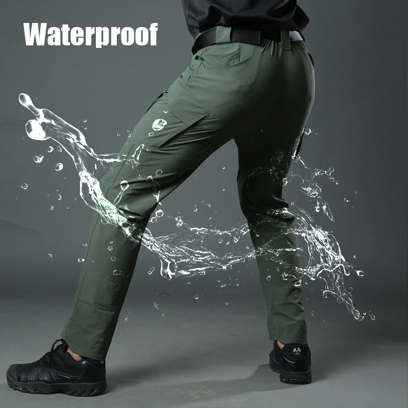 DAYWOLF Military Tactical Pants Men Plus Size Splash-Proof Breathable Light Slim Fit Multi Pockets Elasticity Cargo Trousers