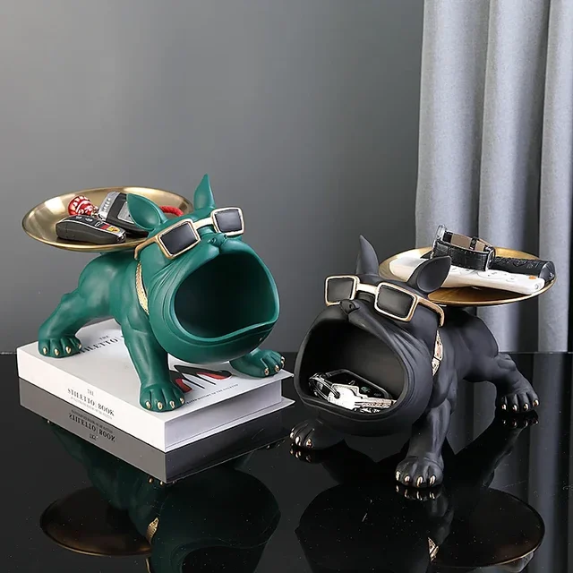 30 cm/11.8 pouces décor à la maison bouledogue Figurine chien Statue clé boîte de rangement Animal ornement résine artisanat Art Figurine chiot Sculpture 5