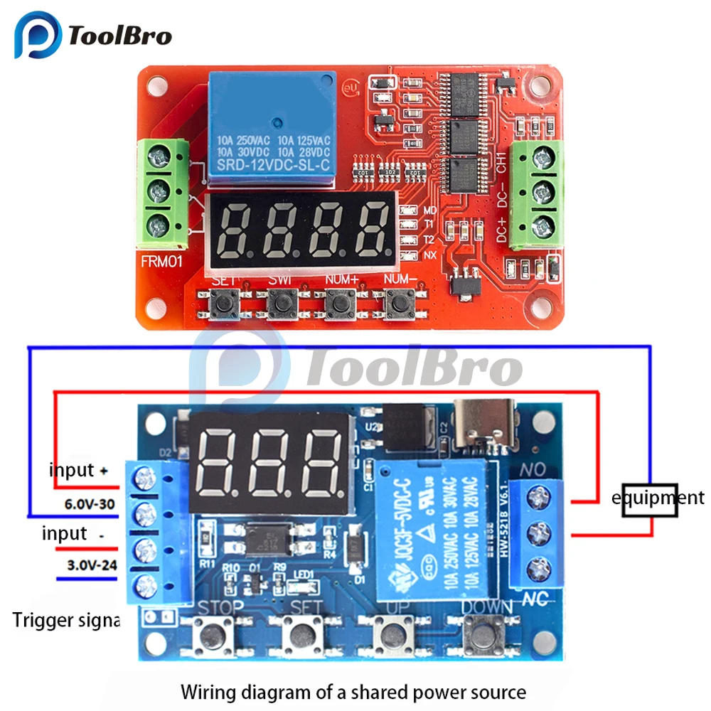 FRM01LEDDigitalTimeDelayRelayModuleDC12VMultifunctionTimer