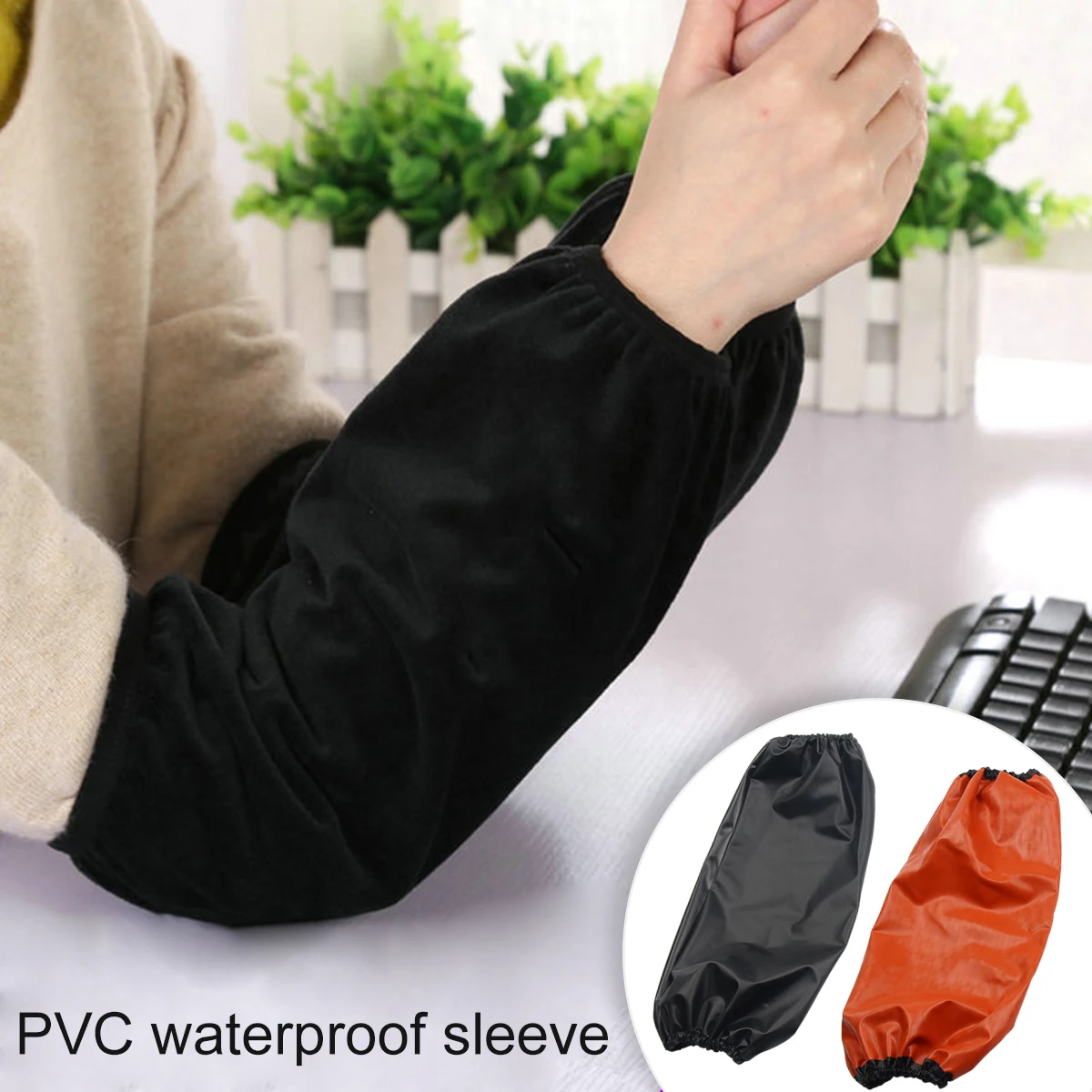 1 Pair Black Waterproof Oversleeves Sleeves Adult PVC Arm Ruffles for Work Anti-dirty Durable Kitchen Housework Oil-proof Sleeve mop sink faucet space saving bathroom faucet durable wall faucet splash proof sink faucet for kitchen mop sink supplies tool