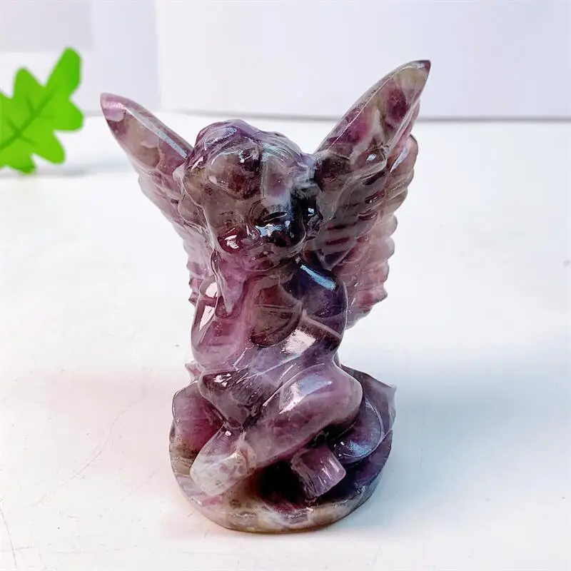 

8.3CM Natural Dream Amethyst Angel Crystal Carving Healing Birthday Present Energy Fengshui Home Decoration Gift 1pcs