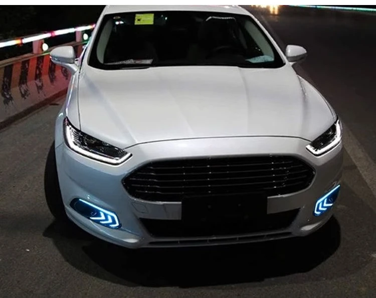 2Pcs Car Led Daytime Running Light Yellow Strobe Steering DRL Front Bumper Fog Lamp For Ford Mondeo Fusion 2013 2014 2015 2016 detail image 14