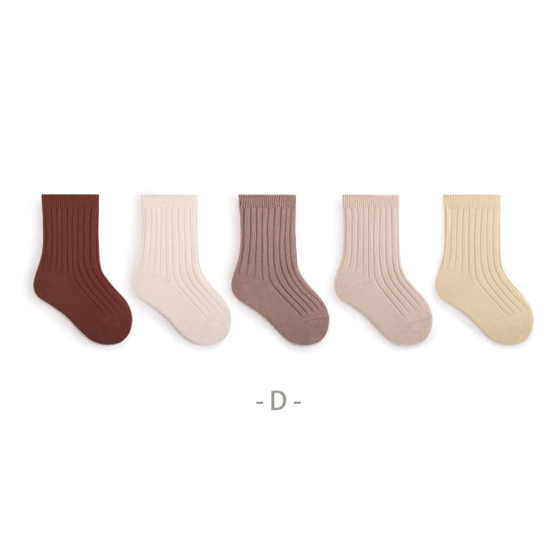 Girls Solid Color Mid Tube Socks Autumn Kids Cotton