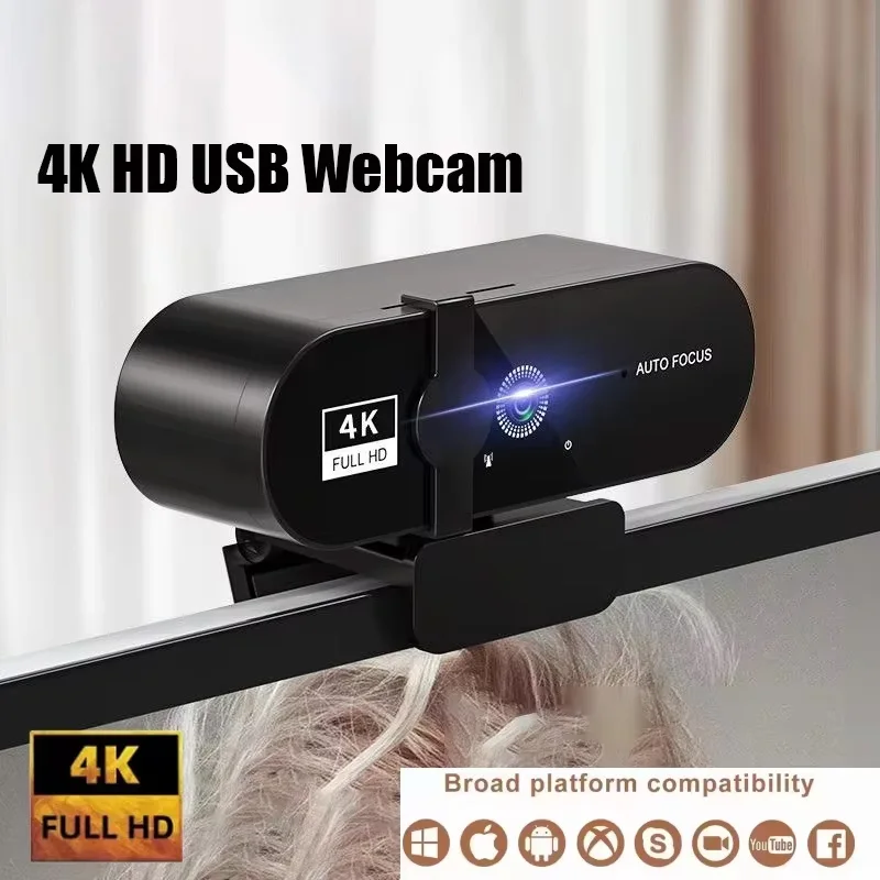Ultra HD Auto Focus Webcam with Built-in Microphone and USB Connectivity