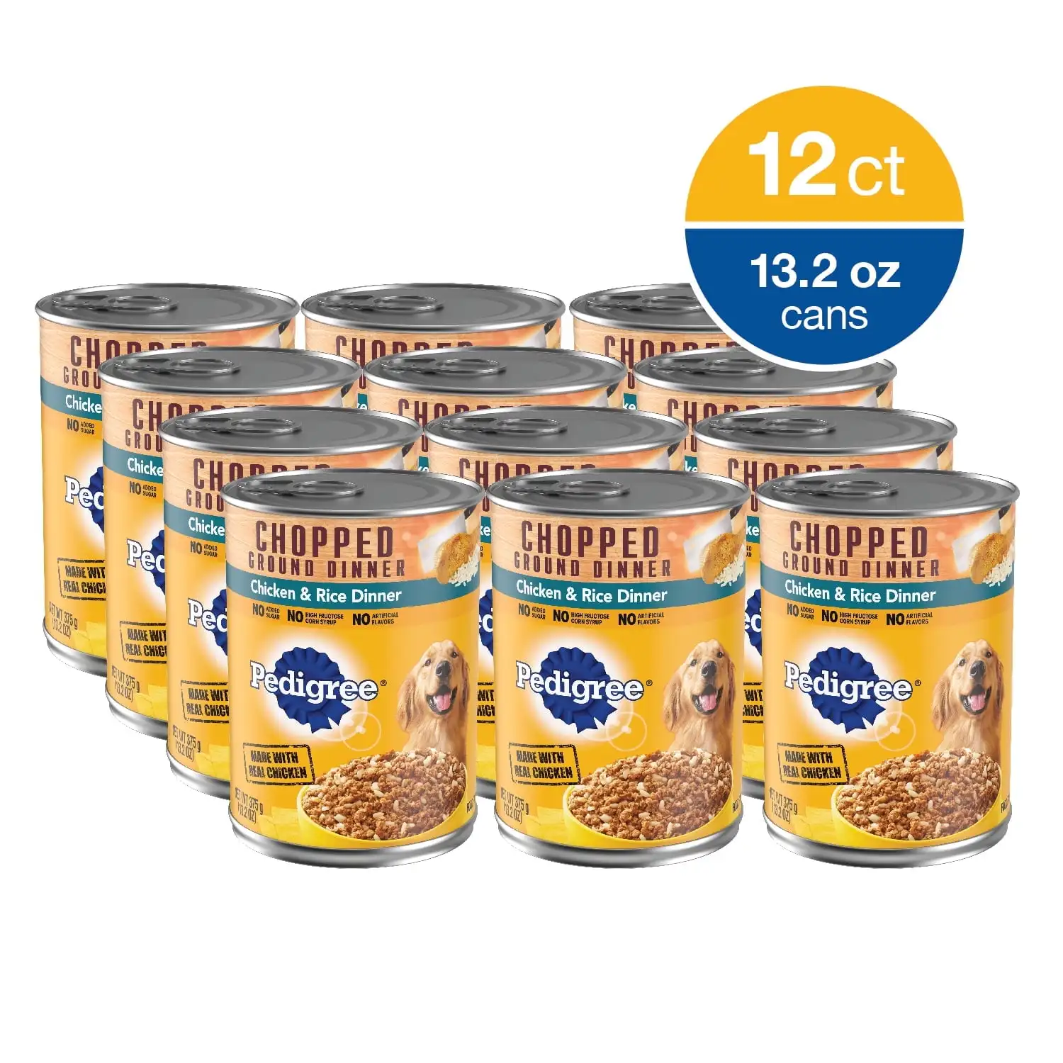 

Pedigree Chopped Ground Dinner Chicken and Rice Wet Dog Food, 13.2 oz Cans (12 Pack)