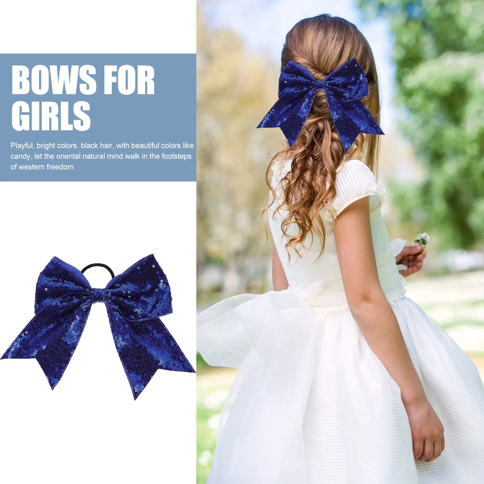 2Pcs Hair Ring Children's Headwear Bow Tie Swallowtail Sequins Scrunchies Hair Ring Ribbons Ties Fabric Girl hair Bows Hairbands 5