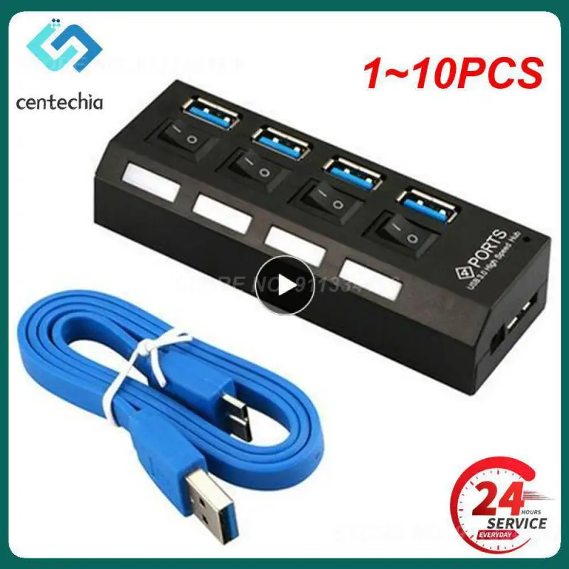 1 ~ 10Pcs Pzzpss Hub Usb 3.0 Hub Usb 3.0 Splitter Multi Usb Usa Adattatore Di Alimentazione 4/7 Porte Espansore Multiplo 2.0 Hub Usb3 Con Interruttore