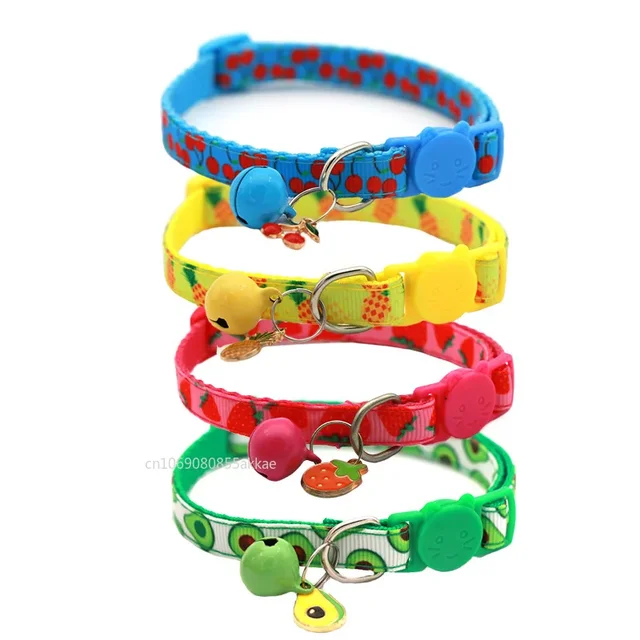 Pet Adjustable Webbing Fruit Cat Collar Breakaway Cute Neck Collar with Bell for Small Dogs Puppy Kitten Neck Accessories Pet Adjustable Webbing Fruit Cat Collar Breakaway Cute Neck Collar with Bell for Small Dogs Puppy Kitten Neck Accessories