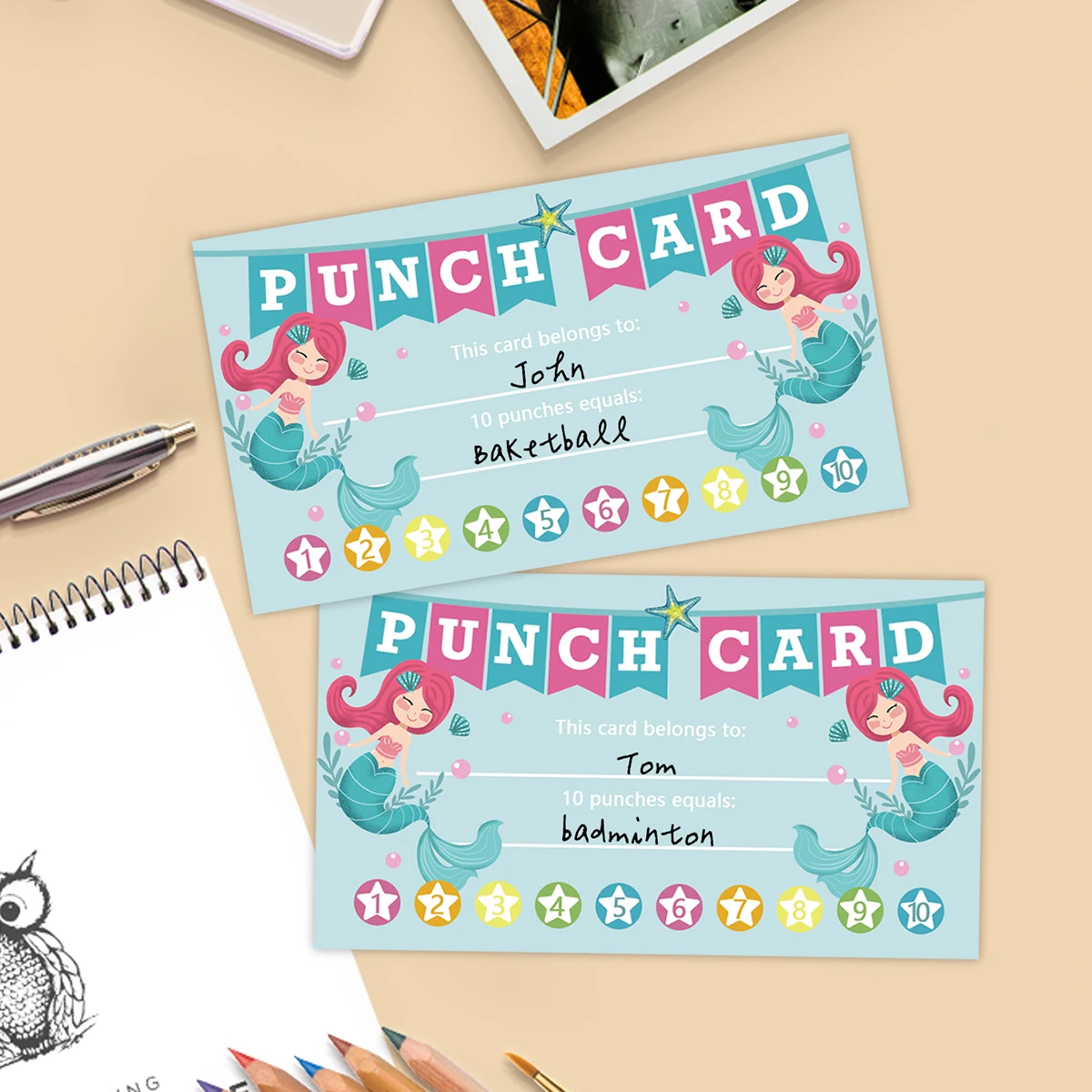 Custom Cards Mini Greeting Cards 50pcs Punch Cards My Reward Cards Classroom Student Home Behavior Incentive Decor Motivational Cute Cards Holiday Accessory