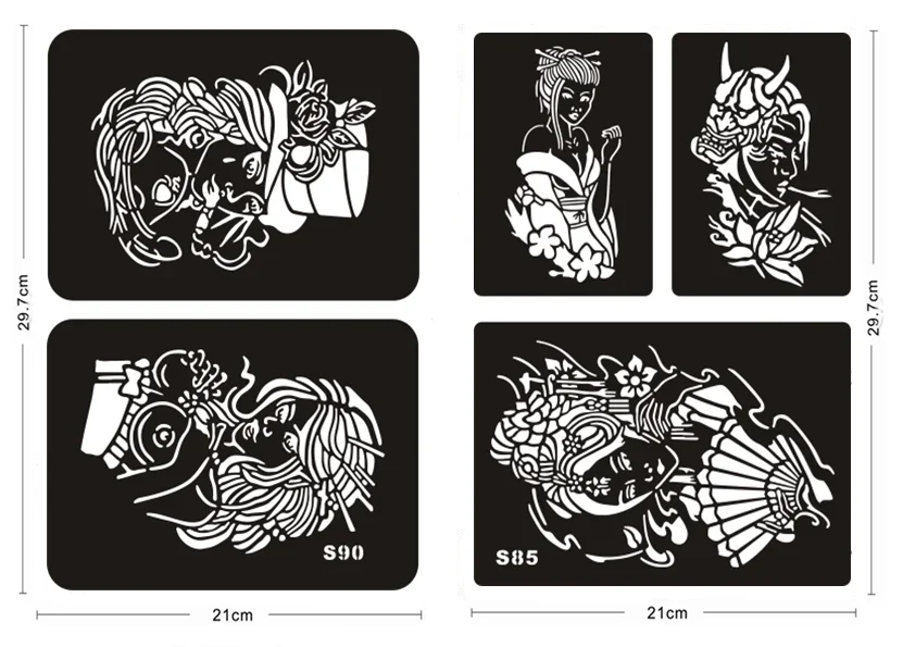 Reusable Henna Tattoo Stencils for Painting Dragon Flower Flames Airbrush Stencils Templates Diy Body Arm Pochoir Tatoo