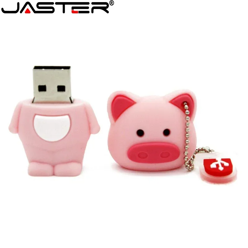 JASTER High Speed Cartoon Animal USB 2.0 Flash Drives 128GB  Pen Drive 64GB Wedding Gift Memory Stick 32GB Free Key Chain U Disk