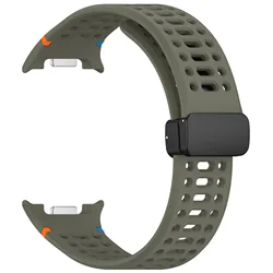 Breathable Silicone Magnetic Watch Strap Bracelet for Galaxy watch 9 40mm (Army green)