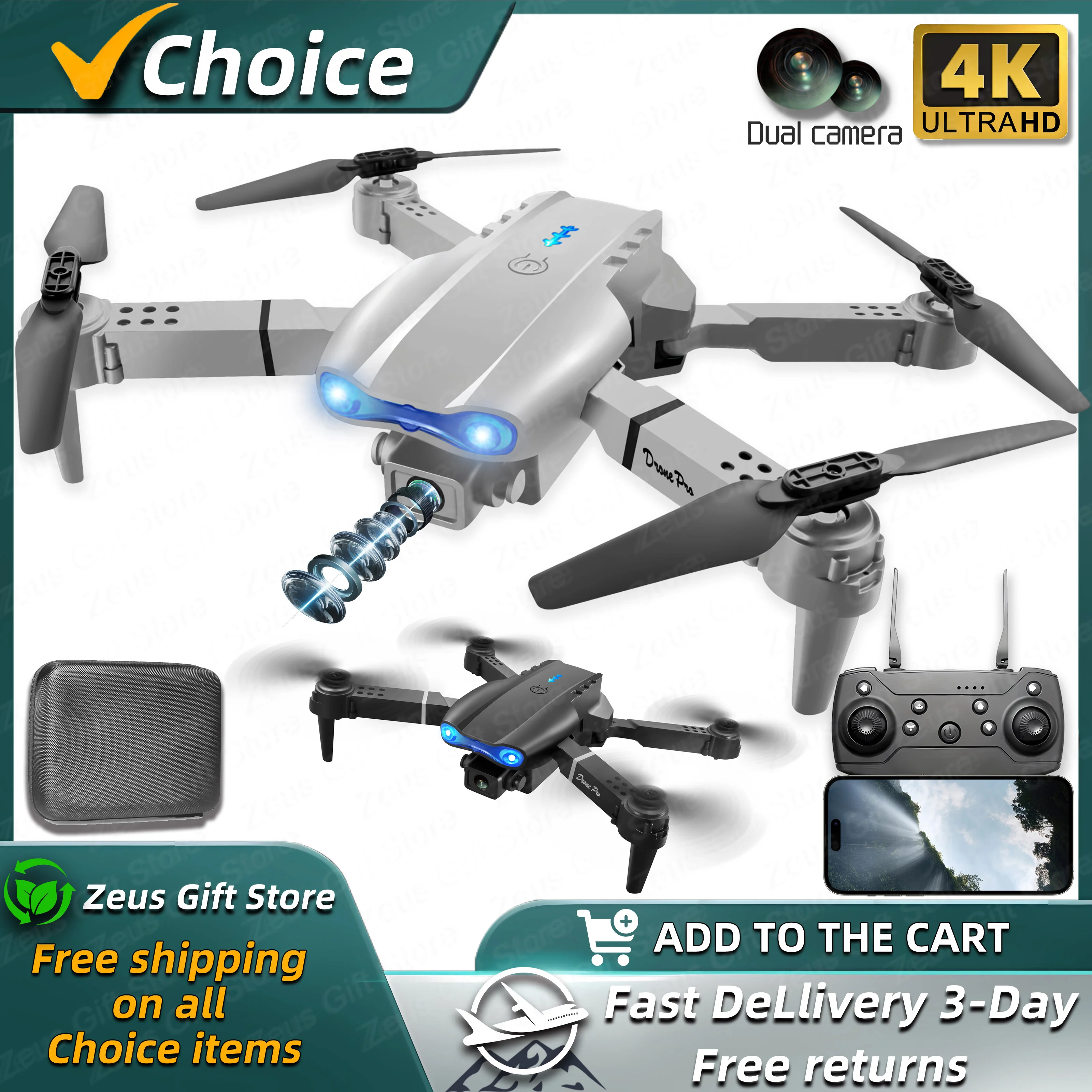 Drone SG103 PRO avec écran, caméra FPV 4K, quadricoptère pliable RC, évitement d'obstacles, distance de 2 km, moteur sans balais