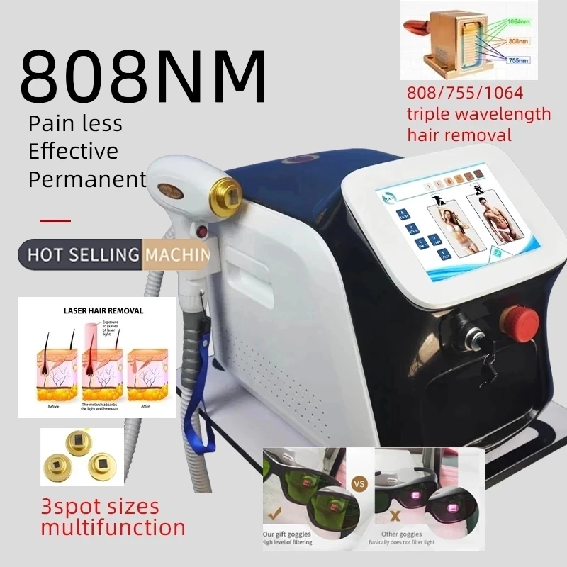 

755nm 808nm 1064nm 3 Wavelength Diode Laser 808nm Laser Hair Removal Machine for Salon 808 IPL Hair Remover2022 Newest