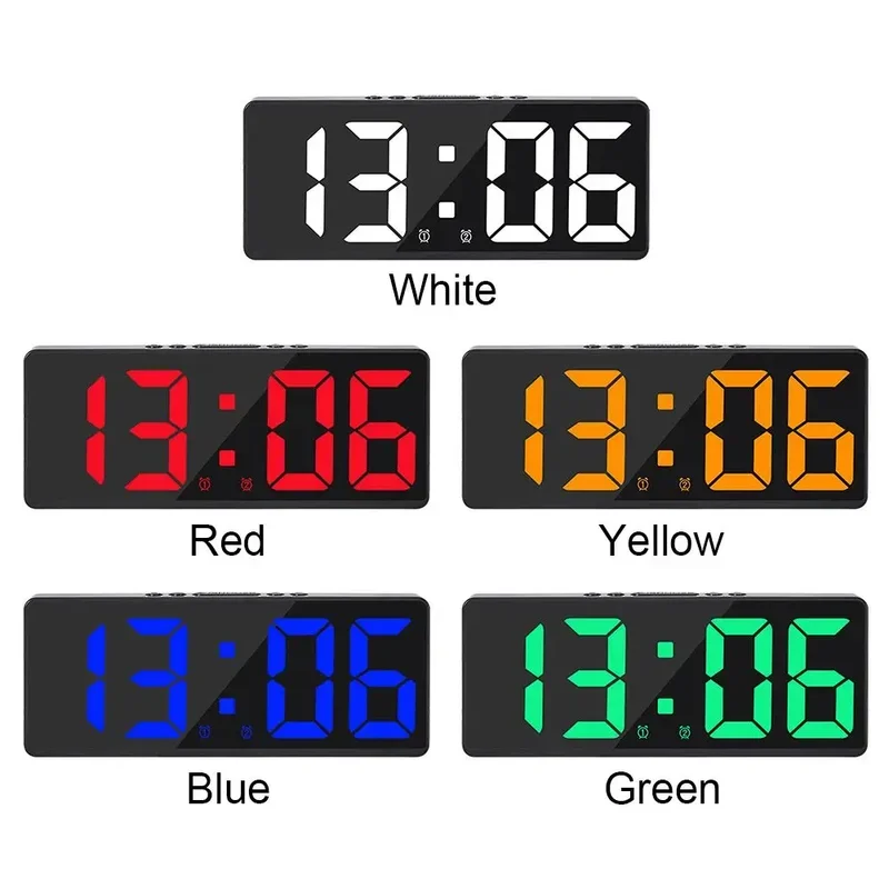 Multifunctional LED Digital Clock Color Nightlight Temperature Calendar Alarm Large Electronic Backlight Home Decor