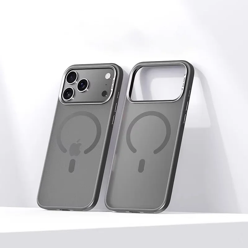 Deluxe Matte Hybrid Magnetic Phone Case with Alloy Lens Frame and Shockproof Design