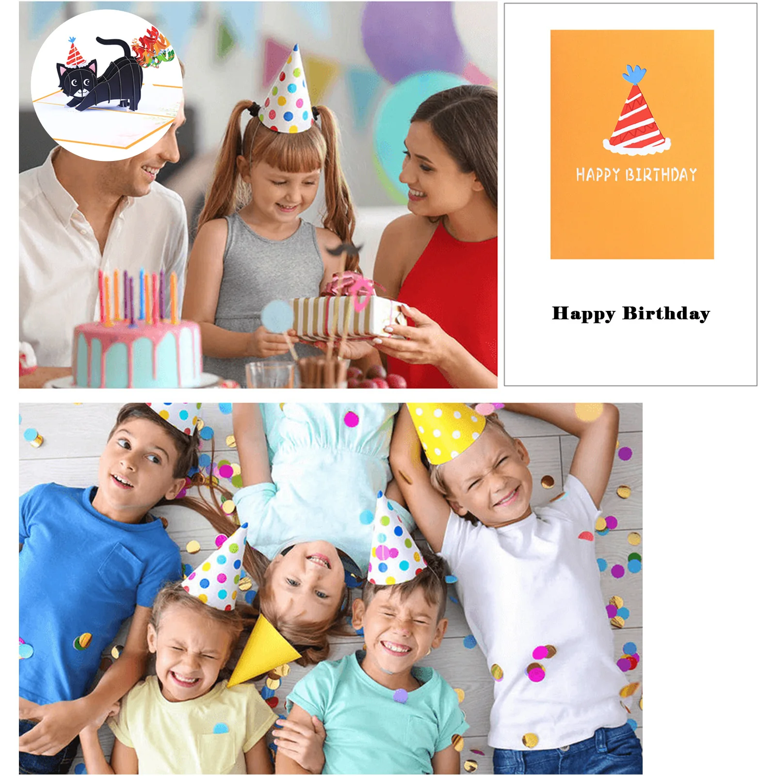 3D Pop UP Happy Birthday Greeting Invitation Cards With Envelope Postcards 3D Black Cat Birthday Card Party Supply greeting cards